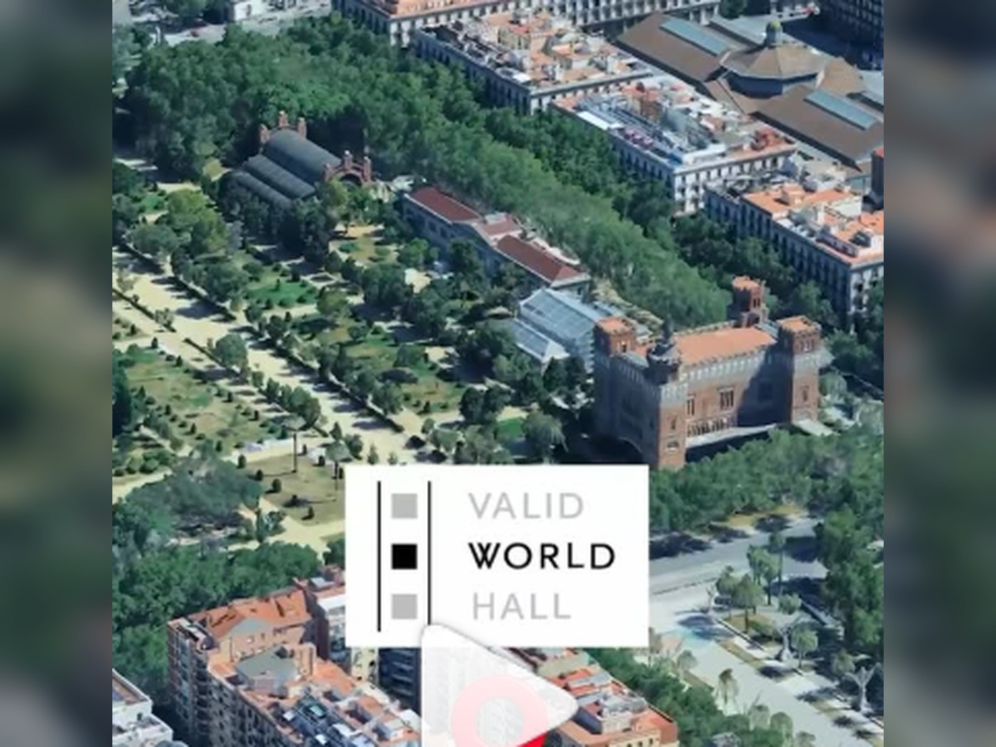 Aerial preview frame from the Valid World Hall Instagram Reel by dlxmedia.es